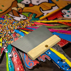 Espátula Trapezoidal Concord con Patrón Artístico, Raspador de <span class=keywords><strong>Pared</strong></span> de Acero Inoxidable, Herramienta para Pintar, Herramienta para Dar Forma a Líneas y Texturas - Product Image 3