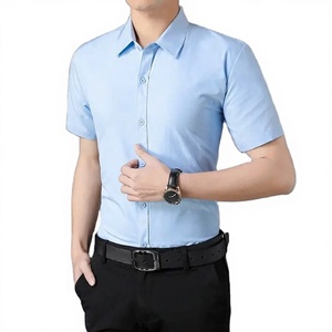 Camisa Formal Personalizada con Logotipo para Hombre, Manga Corta, Botones de Cuerno, Color Sólido, 100% Algodón Satinado, Ecológica, de Secado Rápido y Transpirable - Product Image 2