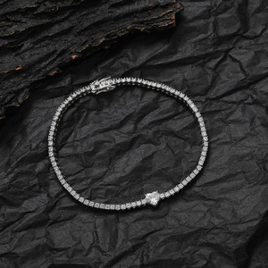 2mm Heart Tennis <b>Bracelet</b> Women's Tennis Chain Couple <b>Stacked</b> Wind Heart Men's <b>Bracelet</b> Tanjing Fashion Lijing Necklace - Product Image 3