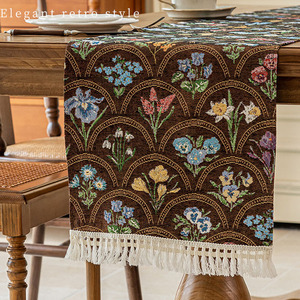 Ychon French Retro Style <strong>Table</strong> <strong>Runner</strong> Custom Tablecloth Polyester <strong>Table</strong> <strong>Runner</strong> for Wedding Parties for Home Decor - Product Image 4