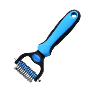 Cat Dog Double-sided Hair Dematting And Deshedding Undercoat Rake Comb Tool Pet Grooming Brush