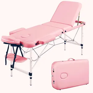 Portatile in lega di alluminio salone di bellezza letto speciale Spa letto con cuoio sintetico pieghevole in metallo massaggio tavolo Hotel uso