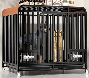Luxe 3.0 Vierkante Buis Zwarte Hondenkooi Met Hoes Modern Massief Patroon Plastic Bakje En Wielkennel Voor Levende Katten Doos Verpakt - Product Image 3