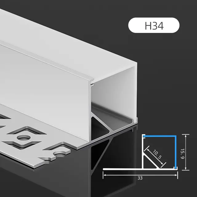 H34 Plafondwand Lineaire Lamp Ingebed Alu Profil Extrusie Kanaal Frame Verzonken Aluminium Profiel Voor Led Strip Licht