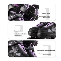 Patines en Línea Infantiles Ajustables de Una Sola Fila para Exteriores, con Luces Completas, Anticaída, Silenciosos, Profesionales, con Malla y Rodamientos ABEC-7 de PU