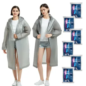 Biodegradable Package Rain Coat Jacket Waterproof Reusable Raincoat Gray Custom Print Logo Rain Poncho