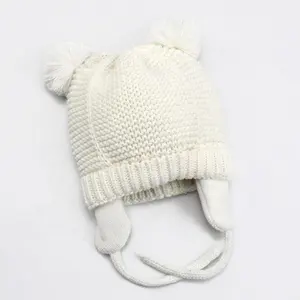 Зимняя вязаная детская шапка, шапка, шапка для новорожденных, для мальчиков и девочек, теплая шапка для детей, Шапка-бини с помпоном для малышей, шапка, шапка