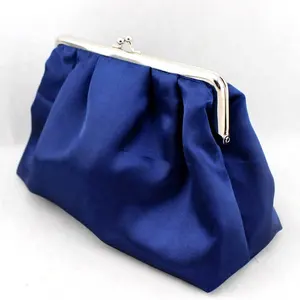 Satin metal frame clip clutch bag frame bag fashion clutch bag