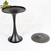 Pied de table en acier inoxydable Tulip Saarinen avec plateau en marbre noir robuste pour ateliers extérieurs et salons
