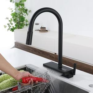 Grifo de cascada de latón de gran tamaño, grifo de fregadero de cocina montado en cubierta doble Digital, salida de agua fría y caliente, superficie numerada para - Product Image 4