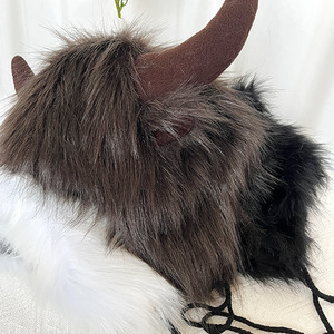 Chapeau de Protection des oreilles en fausse fourrure de taureau moelleux chapeau de Jeu de rôle fête drôle corne de vache chaud épais <span class=keywords><strong>Ski</strong></span> Animal casquette d'hiver - Product Image 5