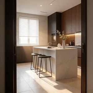 Cucina Moderna su Misura Bianca con Isola, Design Compatto, Mobili Modulari con Lavello e Base, Cerniere Pronte <span class=keywords><strong>per</strong></span> il Montaggio - Product Image 2