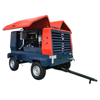 Compresseur d'air diesel mobile à entraînement direct refroidi par air, monté sur skid, Airman GENOR POWER GCM5, 12 bars, 385/185 CFM, pour le terrassement