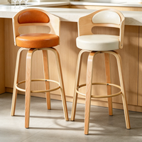 Chaise de bar pivotante en bois, style nordique, en cuir, haute, dorée, moderne, de luxe, pour cuisine, tabourets de bar, meubles de bar pour table de bar