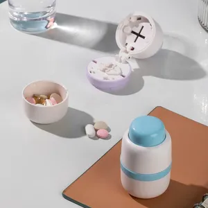 Portable 2-in-1 Pill <b>Box</b> with Cutter for Cutting <b>Small</b> or Large Pills in Half & Quarter Travel Pill Organizer case - Product Image 4