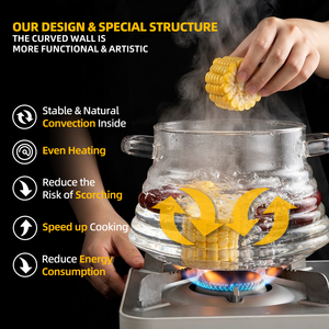 Olla <span class=keywords><strong>de</strong></span> Vidrio <span class=keywords><strong>de</strong></span> Borosilicato <span class=keywords><strong>de</strong></span> 2500 ml / 84.5 oz, Cazuela <span class=keywords><strong>de</strong></span> Vidrio Acanalado con <span class=keywords><strong>Tapa</strong></span> <span class=keywords><strong>para</strong></span> Sopa, Pasta, Comida Familiar, Apta <span class=keywords><strong>para</strong></span> Horno y Mesa - Product Image 4