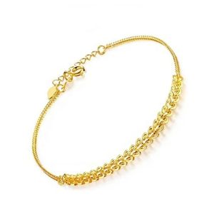 Xinfly Non Tarnish Women Gifts18K Pure Real <b>Solid</b> Yellow Gold Woven Chain <b>Bracelets</b> with Heart - Product Image 5