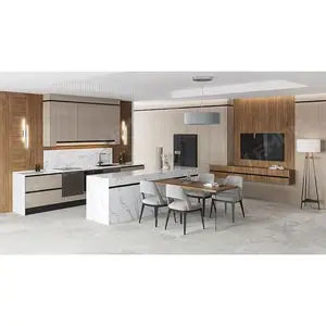 Isla de cocina de mármol Diseño italiano Gabinetes de lujo Keuken Artículos Set Cucina completa Gabinetes DE COCINA COMPLETA