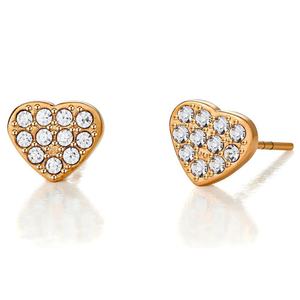 Zoryn Pure <b>Titanium</b> Alloy Zircon Heart-Shaped Ear <b>Studs</b> with Gold/Rose Gold Plating Unisex Earrings - Product Image 5