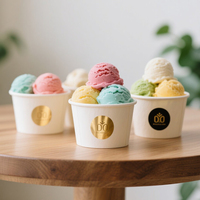 Kualitas makanan kustom dicetak 3/5/8/16/18 oz kertas es krim sekali pakai cangkir Gelato dengan tutup dan sendok