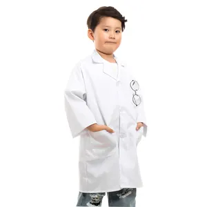 ขายร้อนสีขาว Lab Coat สําหรับเด็กนักวิทยาศาสตร์และแพทย์เครื่องแต่งกายสําหรับเด็กการทดลองวิทยาศาสตร์เครื่องแบบโรงพยาบาล