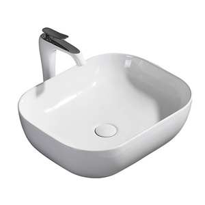 Lavabo da Appoggio Quadrato in Ceramica di <span class=keywords><strong>Piccole</strong></span> <span class=keywords><strong>Dimensioni</strong></span> con Foro Singolo per Balcone e Bagno - Product Image 3