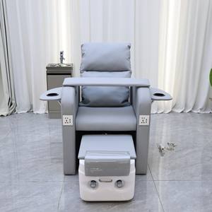 Fauteuil de pédicure moderne gris pour salon de manucure et spa, avec télécommande, sans plomberie, pour soins des ongles - Product Image 2