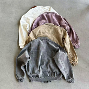 Ouna 100% cotton rửa cổ điển vịt vải áo khoác hot bán thêu softshell thời trang dạo phố Zip-up Tính năng máy bay ném bom phong cách làm việc - Product Image 3