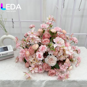 LEDA Hot <b>Pink</b> Artificial Flower Runner Wedding Backdrop Wall Props Artificial Silk Flower Artificial Plant Arrangement Panel - Product Image 5
