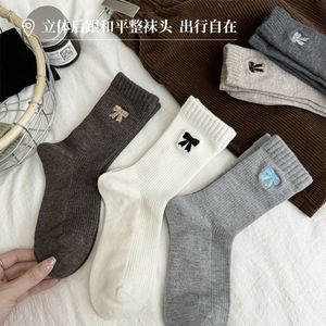 Women Crew <b>Socks</b> With Bow Design Warm Thermo Mid Calf <b>Socks</b> For Autumn Winter Fashionable Casual Wear - Product Image 3