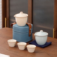 Ensemble de thé en céramique NEWELL pour les voyages, théière chinoise, tasse à thé, kit cadeau pour pique-nique, camping et cérémonie du thé portable