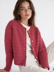 <span class=keywords><strong>Cardigan</strong></span> in Maglia Crema Stile Vintage Francese Personalizzato OEM ODM, Elegante Maglione a Maniche Lunghe Slim Fit per Donna, Stile Old Money - Product Image 5