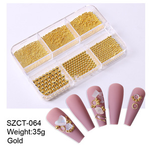 Caja <span class=keywords><strong>de</strong></span> 6 Compartimentos con Cuentas <span class=keywords><strong>de</strong></span> <span class=keywords><strong>Caviar</strong></span> para Decoración <span class=keywords><strong>de</strong></span> Uñas, <span class=keywords><strong>de</strong></span> 0.8-3mm, Microbolas <span class=keywords><strong>de</strong></span> Acero Inoxidable en Dorado, Plateado y Color Gun Metal, Decoración 3D para Uñas - Product Image 4