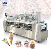 Machine de remplissage et de scellage automatique à 4 têtes pour crème glacée, yaourt, gelée, et autres produits en pots, 8 lignes