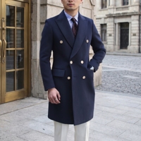 Manteau long en laine haut de gamme pour homme, coupe-vent, double boutonnage, pour l'hiver, OEM ODM