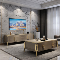 Service de conception personnalisée gratuit, meuble TV de luxe, ensemble de table basse carrée mobile avec rangement pour salon, vente en gros sur mesure