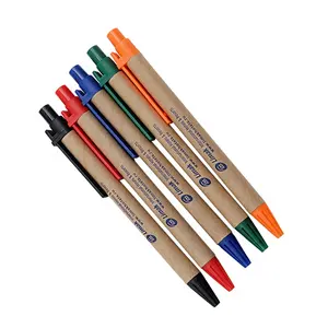 Most Popular Logo Customized Paper Ball Pens Promotional Eco Friendly Rolling Recyclable Paper Ballpoint Pen