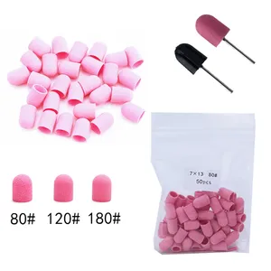 50pcs Pink Sanding Bands Caps With Mandrel Nail <b>Drill</b> <b>Bit</b> Milling Cutters Clean Cuticle Polishing Pedicure Manicure Accessories - Product Image 1