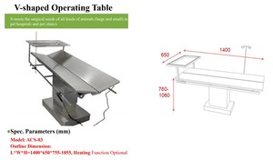 Table d'opération vétérinaire de qualité supérieure en acier inoxydable 304, type V, inclinable, équipement d'opération vétérinaire avec fonction d'inclinaison - Product Image 2