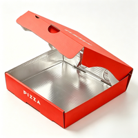 Boîte à pizza isolée en aluminium avec doublure en feuille d'aluminium, boîte d'emballage pour pizza résistante à la graisse, pour logo personnalisé, à emporter