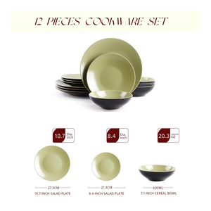 Ensemble d'assiettes et de bols de cuisine ronds, faciles à nettoyer, en céramique, résistants à la chaleur, en pierre - Product Image 6