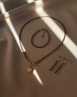 Colgante de corazón negro, joyería de cristal curativo delicado, Gargantilla de cuentas negras elegante hecha a mano, collar de invierno para mujer, joyería antideslustre