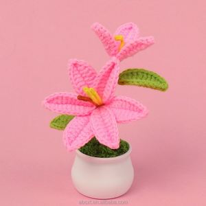 Maceta de Lirios de Ganchillo Hechos a Mano, Mini Plantas de Hilo Tejido para Decoración de Escritorio, para Graduación, Día del Padre, Decoraciones de Halloween - Product Image 2