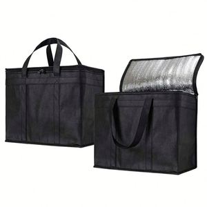 Custom Delivery Insulated Cooler Bag With Logo Black Luxury Reusable Bags for Fruit Beverage Grocery - Product Image 6