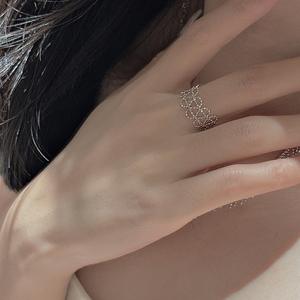 Bague en argent pur S925, fabrication artisanale italienne, dentelle, simple, élégante, style palais, design tressé, bague en laiton - Product Image 3