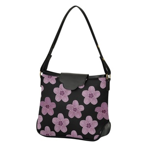 Hawaii Purple Hau <b>Flower</b> Design PU Leather Handbags <b>Single</b> Straps Tote Purses Bucket Custom Logo Women's Shoulder Bag for Ladies - Product Image 6