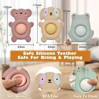 Jouet à mâcher sensoriel en silicone en forme d'animal, sans BPA, étanche, souple, de qualité alimentaire, facile à nettoyer, vente en gros