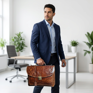 Maletín de Cuero Genuino para Hombre, Hecho a Mano, de Alta Calidad, con Logotipo Personalizado de Fábrica, Estilo Nacional Vintage, con Cierre de Cremallera - Product Image 5