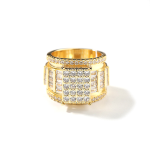 Iced out Vòng CZ Nhẫn 5 hàng có thể điều chỉnh kích thước Bling Bling hợp thời trang đồ trang sức hiphop phụ nữ người đàn ông Nhẫn - Product Image 2