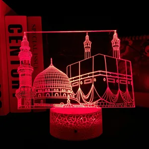 Muslim Mosque 3D Night Lamp RGBw Colors Changing Cool Ramadan Gift Acrylic LED Night Light for Home Decor <strong>Nightlight</strong> Dropship - Product Image 2